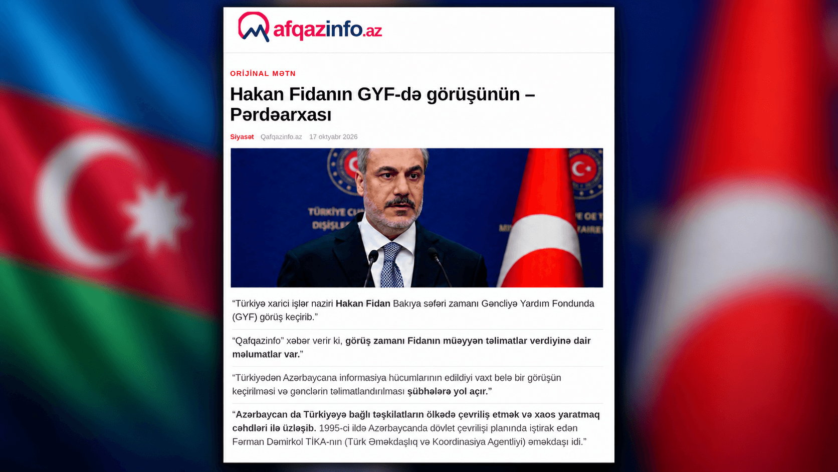 Azerbaycan’daki rahatsızı sürüyor:İlham Aliyev’e yakın medyadan Hakan Fidan’a “darbe” suçlaması